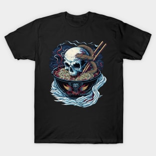 The great wave off kanagawa Ramen Bowl and skull T-Shirt